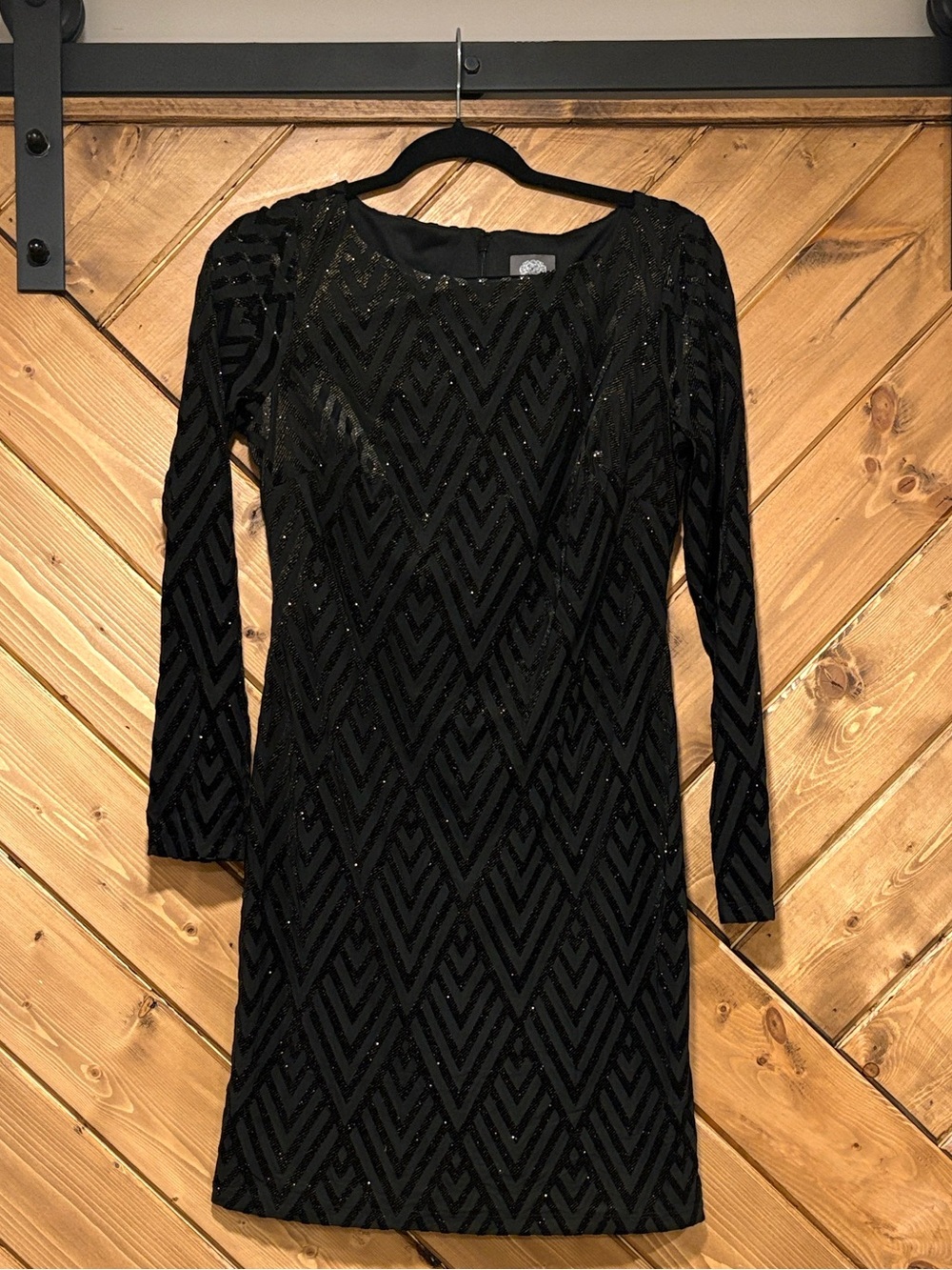 Vince Camuto Black Long-Sleeve Sequin Sheath Dress Size 4